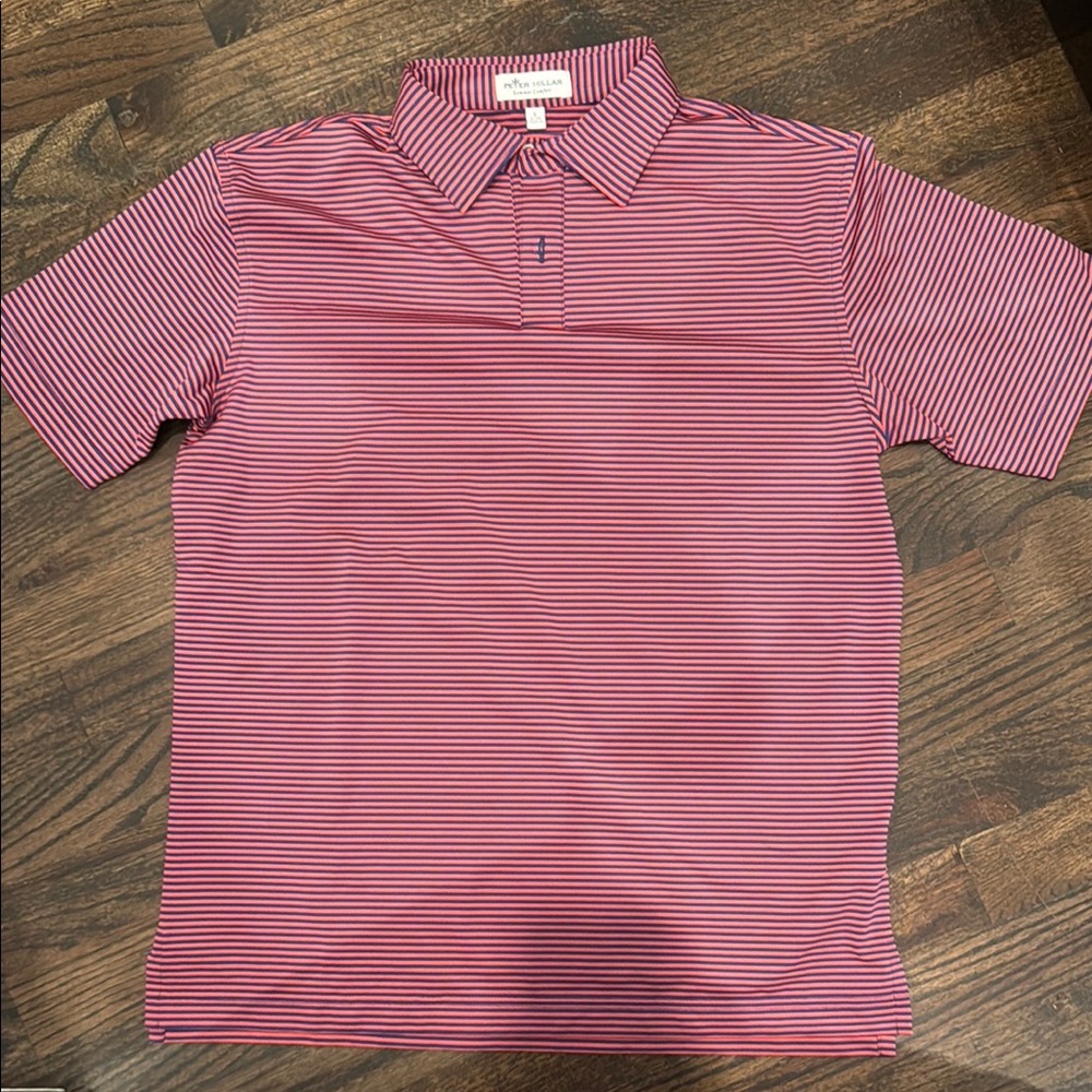 Men's Striped Polo Shirt - Red